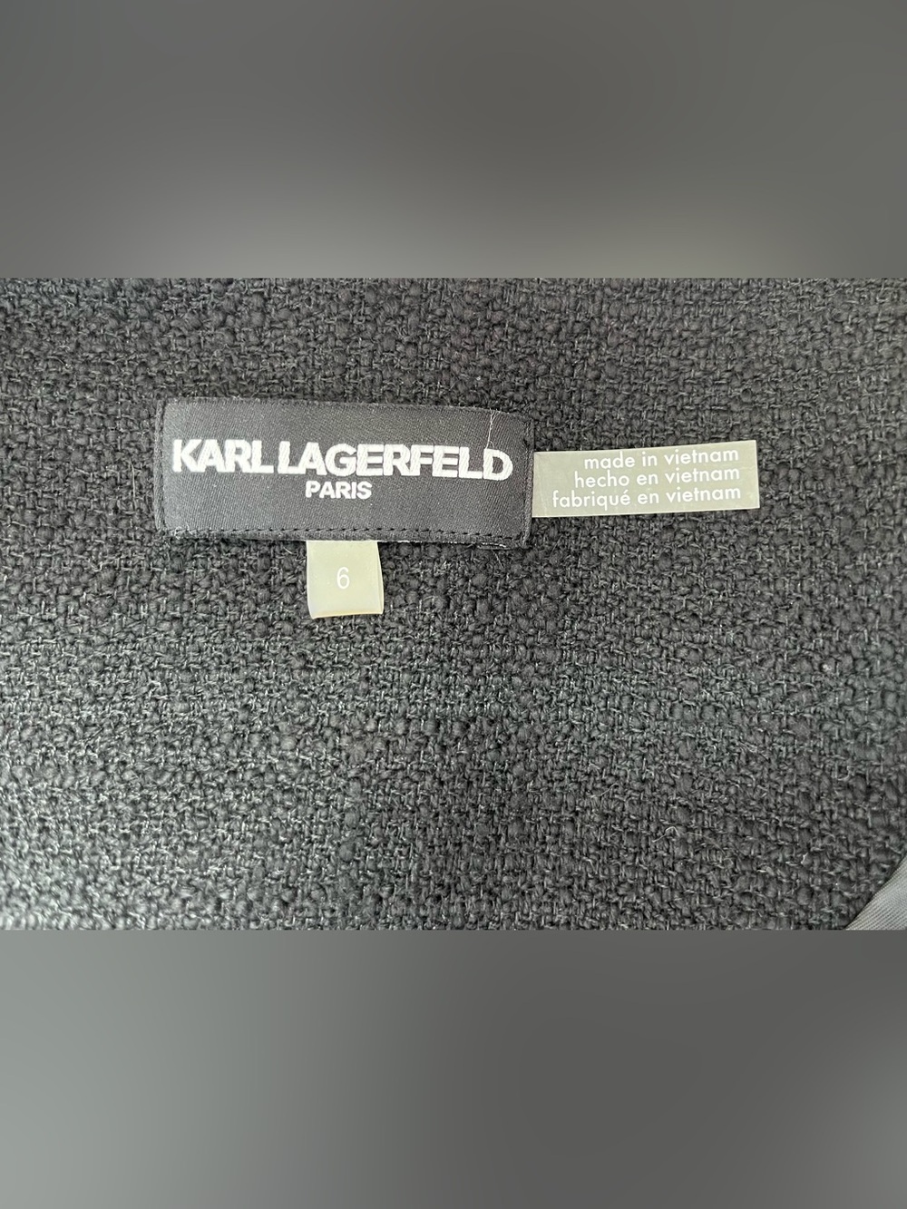 Karl Lagerfeld Paris Tweed Fringe Bell Sleeve Jacket - Picture 5 of 6